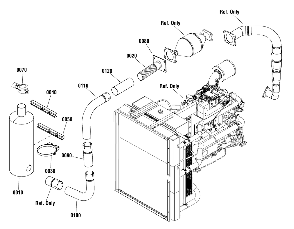 Exhaust Group Diagram and Parts List for 080087-00  Briggs and Stratton Generator